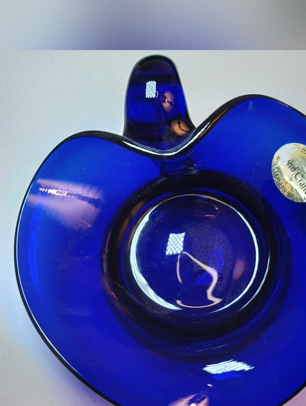 Vintage Art Glass Cobalt Blue Glass Decorative Bowl Signed By J.W. Shelton